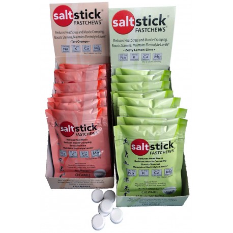 Pack de pastilles electrolyte à croquer SALTSTICK Fastchew - saveur citron - 12 sachets de 10 pastilles