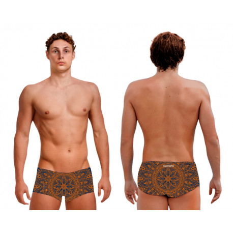 SWEAMS TRUNKS MANDALA ORANGE -NAVY - Boxer Natation Homme