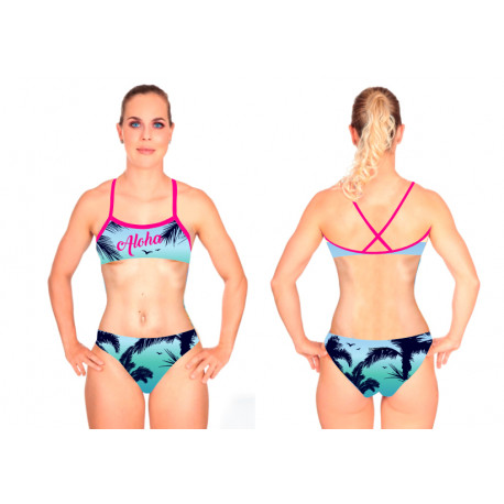 Maillot de bain SWEAMS ALOHA BLUE - Maillot femme 2 pieces