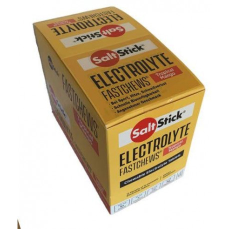 Pack de pastilles electrolyte à croquer SALTSTICK Fastchew - Saveur Mangue - 12 sachets de 10 pastilles