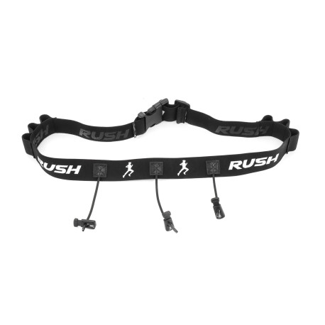 Ceinture porte dossard RUSH Energy Race belt Black avec 3 points de fixation et 6 porte gels