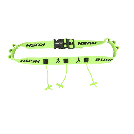 Ceinture porte dossard RUSH Energy Race belt Jaune avec 3 points de fixation et 6 porte gels