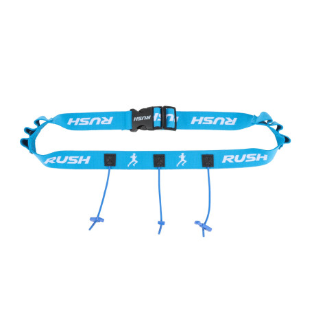 Ceinture porte dossard RUSH Energy Race belt Blue avec 3 points de fixation et 6 porte gels