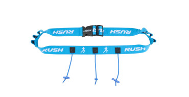 Ceinture porte dossard RUSH Energy Race belt Blue avec 3 points de fixation et 6 porte gels