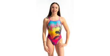 SWEAMS ALOHA YELLOW - Maillot femme 1 piece bretelles fines
