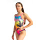 SWEAMS ALOHA YELLOW - Maillot femme 1 piece bretelles fines