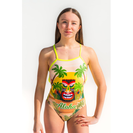 SWEAMS ALOHA TIKI - Maillot femme 1 piece bretelles fines