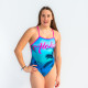 SWEAMS ALOHA BLUE - Maillot femme 1 piece bretelles fines