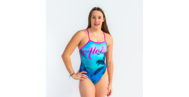 SWEAMS ALOHA BLUE - Maillot femme 1 piece bretelles fines