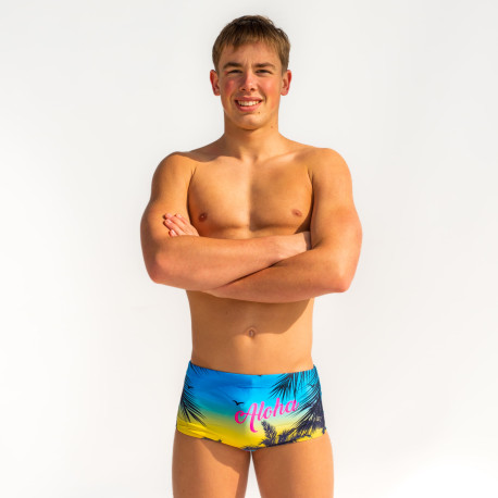 SWEAMS TRUNKS ALOHA  YELLOW - Boxer Natation Homme