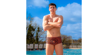 SWEAMS TRUNKS MANDALA ORANGE -NAVY - Boxer Natation Homme