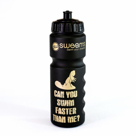 Bidon SWEAMS Can you swim faster than me - 750ml - Black Matt - GOLD