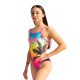 SWEAMS ALOHA YELLOW - Maillot femme 1 piece bretelles fines