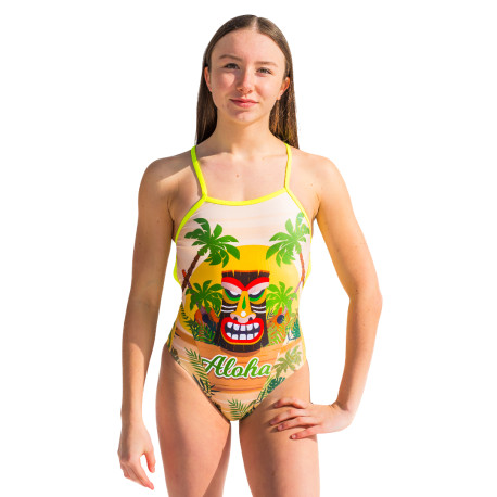 SWEAMS ALOHA TIKI - Maillot femme 1 piece bretelles fines
