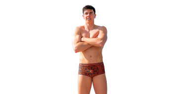 SWEAMS TRUNKS MANDALA ORANGE -NAVY - Boxer Natation Homme