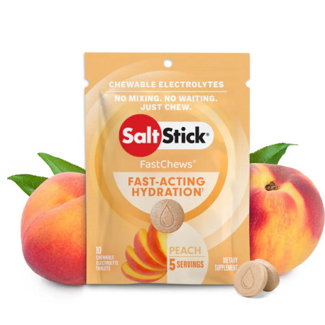 Pastilles electrolyte à croquer SALTSTICK Fastchew - saveur Pêche - 10 pastilles