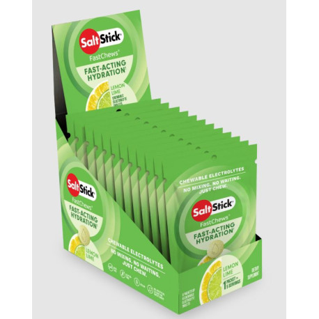 Pack de pastilles electrolyte à croquer SALTSTICK Fastchew - saveur citron - 12 sachets de 10 pastilles
