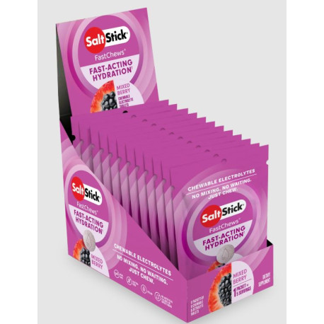 Pack de pastilles electrolyte à croquer SALTSTICK Fastchew - Saveur Mixed Berry - 12 sachets de 10 pastilles