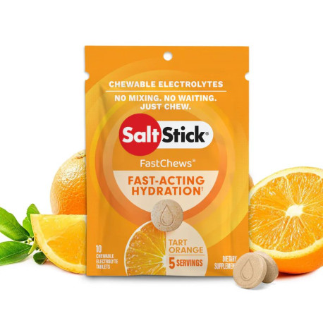 Pastilles electrolyte à croquer SALTSTICK Fastchew - saveur orange - 10 pastilles