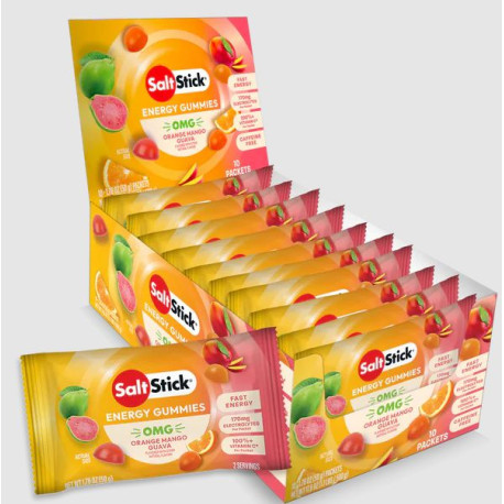 Gommes énergétiques SALTSTICK Energy GUMMIES - Saveur OMG (Orange Mangue Goyave) - 10 sachets